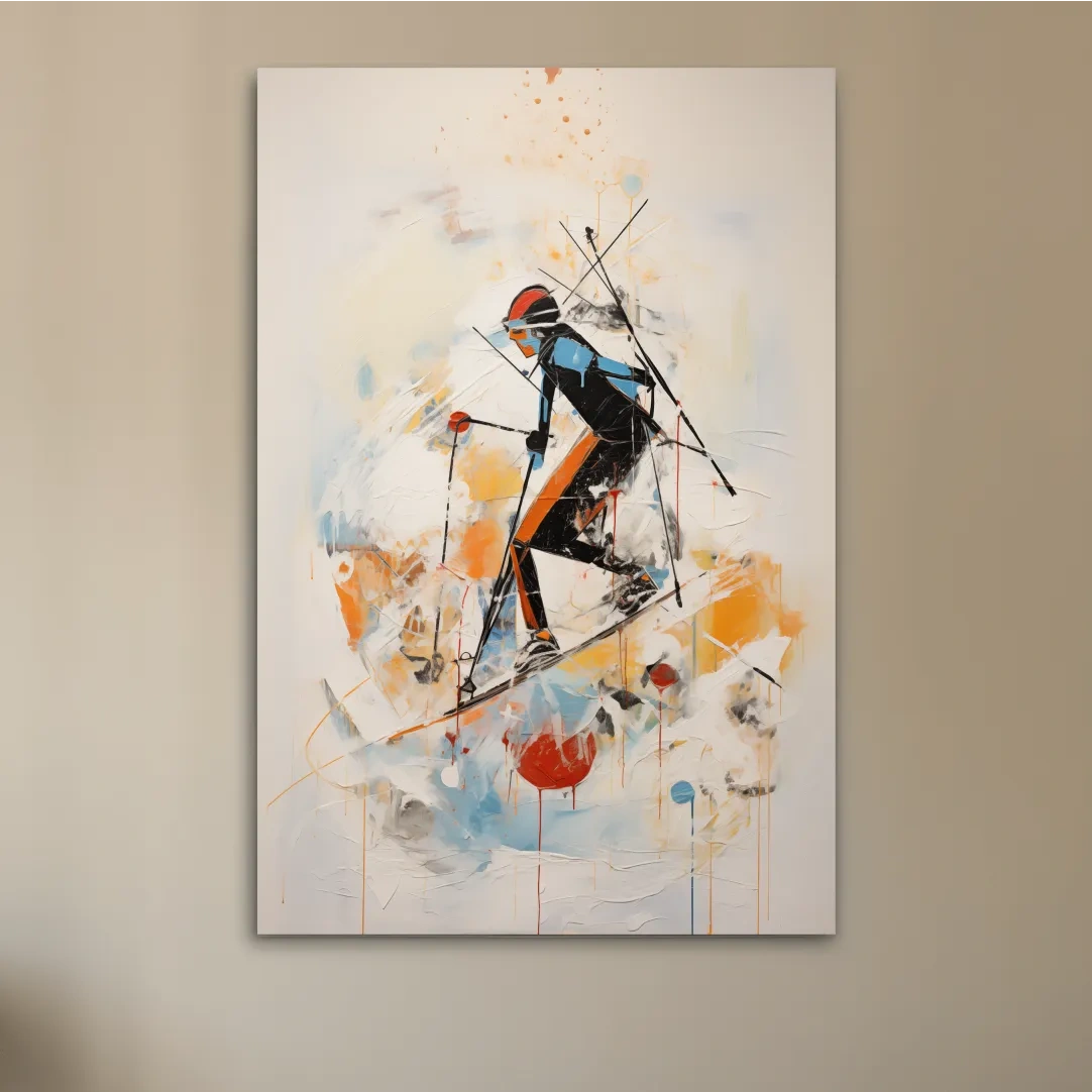 Abstract painting of a skier