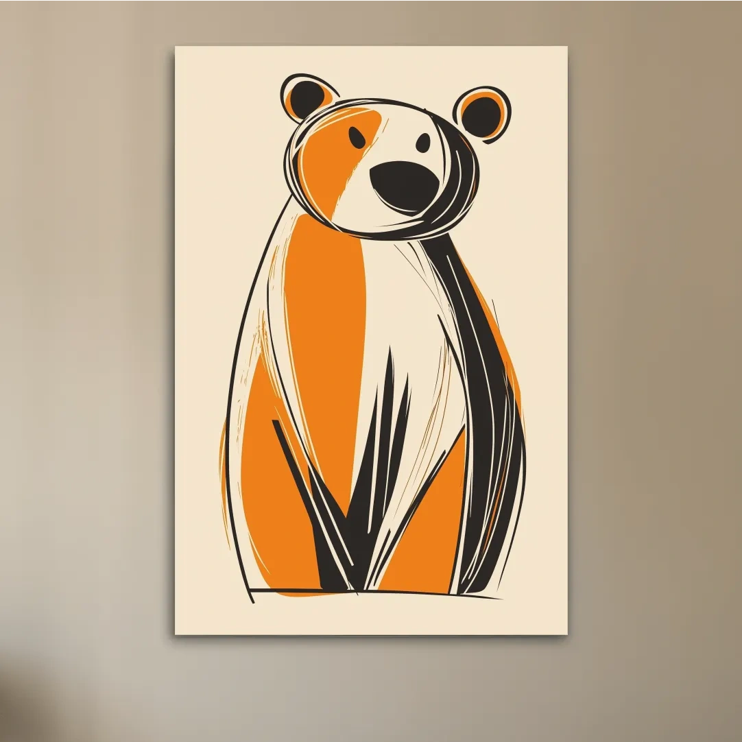 Fun caricature print of a cartoon bear