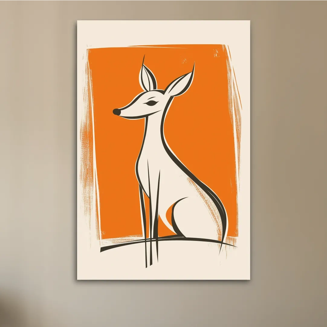 Stylized Deer Caricature Illustration - Mid Century Modern Wildlife Wall Art