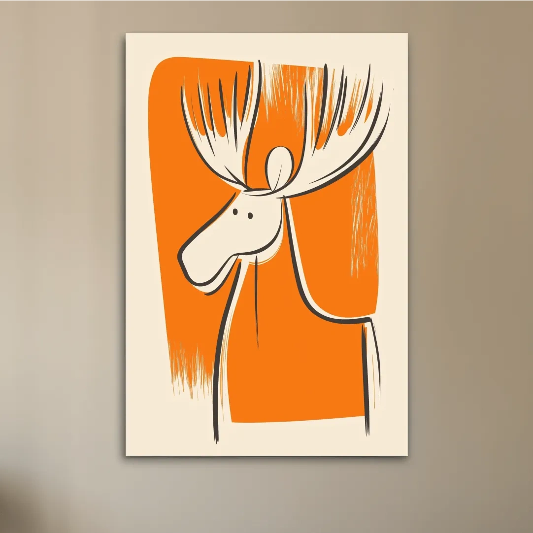 Caricature wall art print of a cute cartoon moose 
