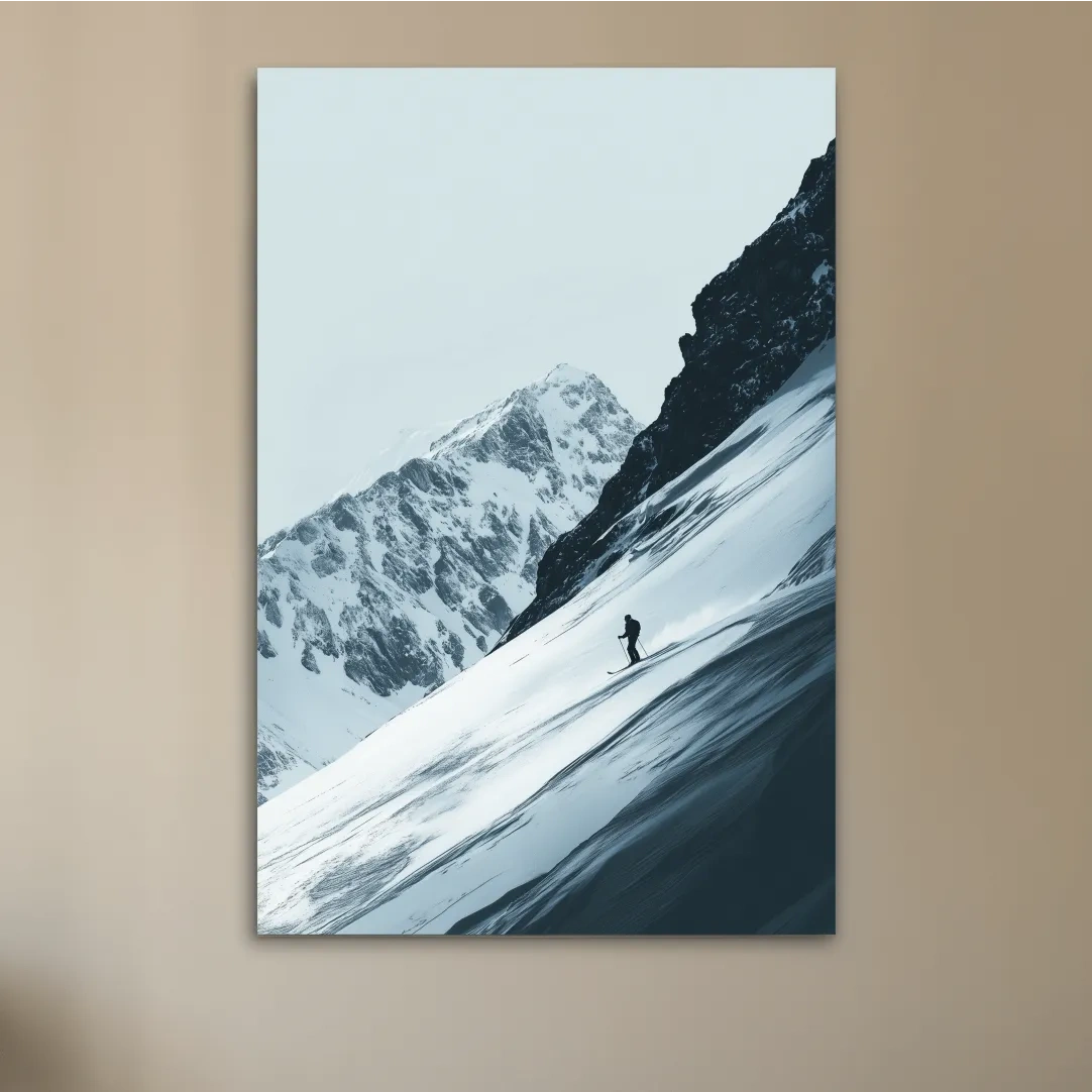 Snowy Alpine Skier Artwork - Minimalist Ski Wall Art