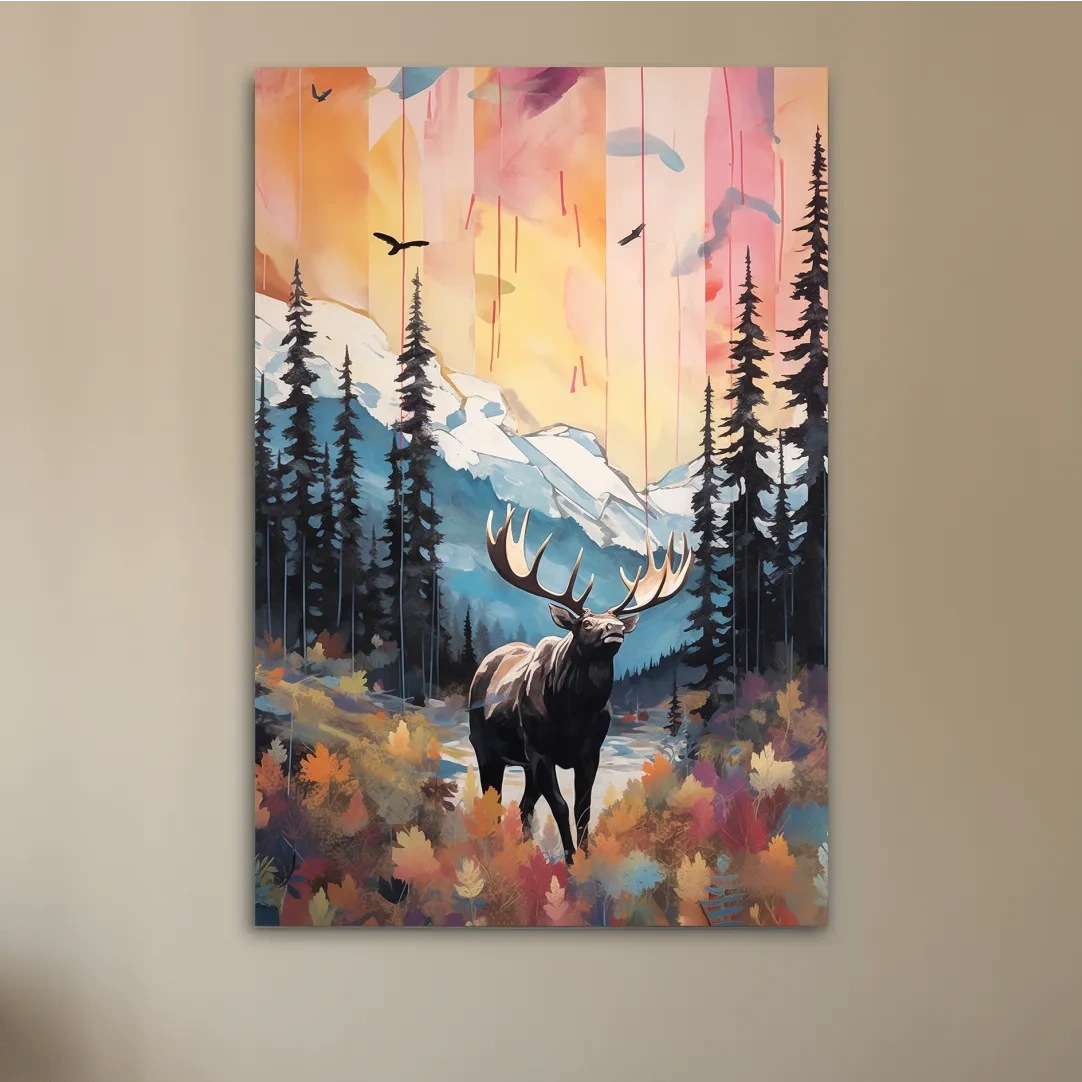 Abstract painting of a majestic moose