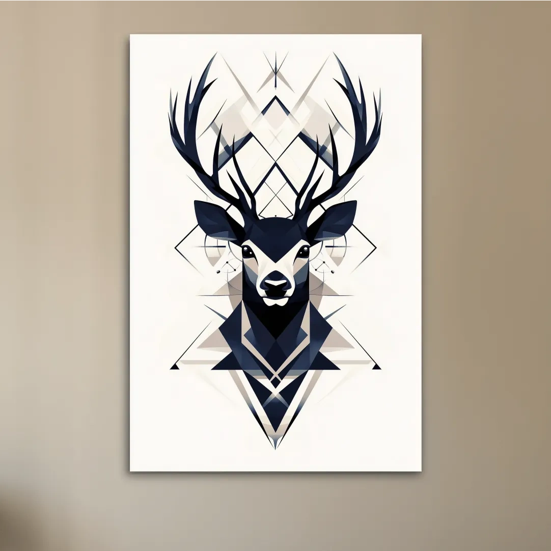 Deer head illustration print, ornate tribal style wall art
