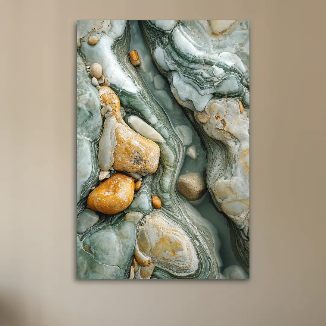 Abstract Agate Stone Riverbed Texture - Marble Geological Wall Art
