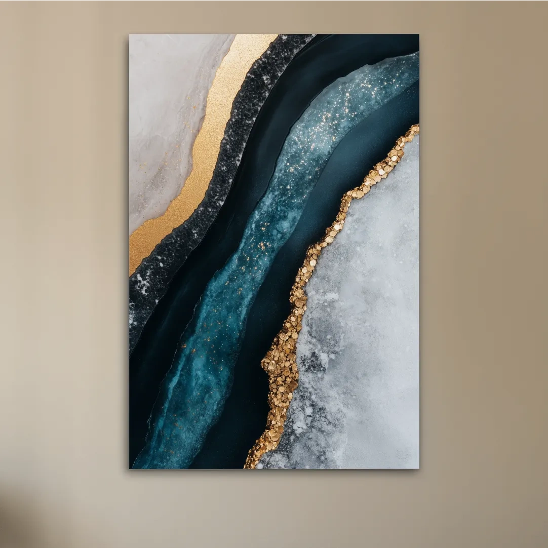 Elegant Gold Natural Geode Abstract - Modern Resin Style Wall Art