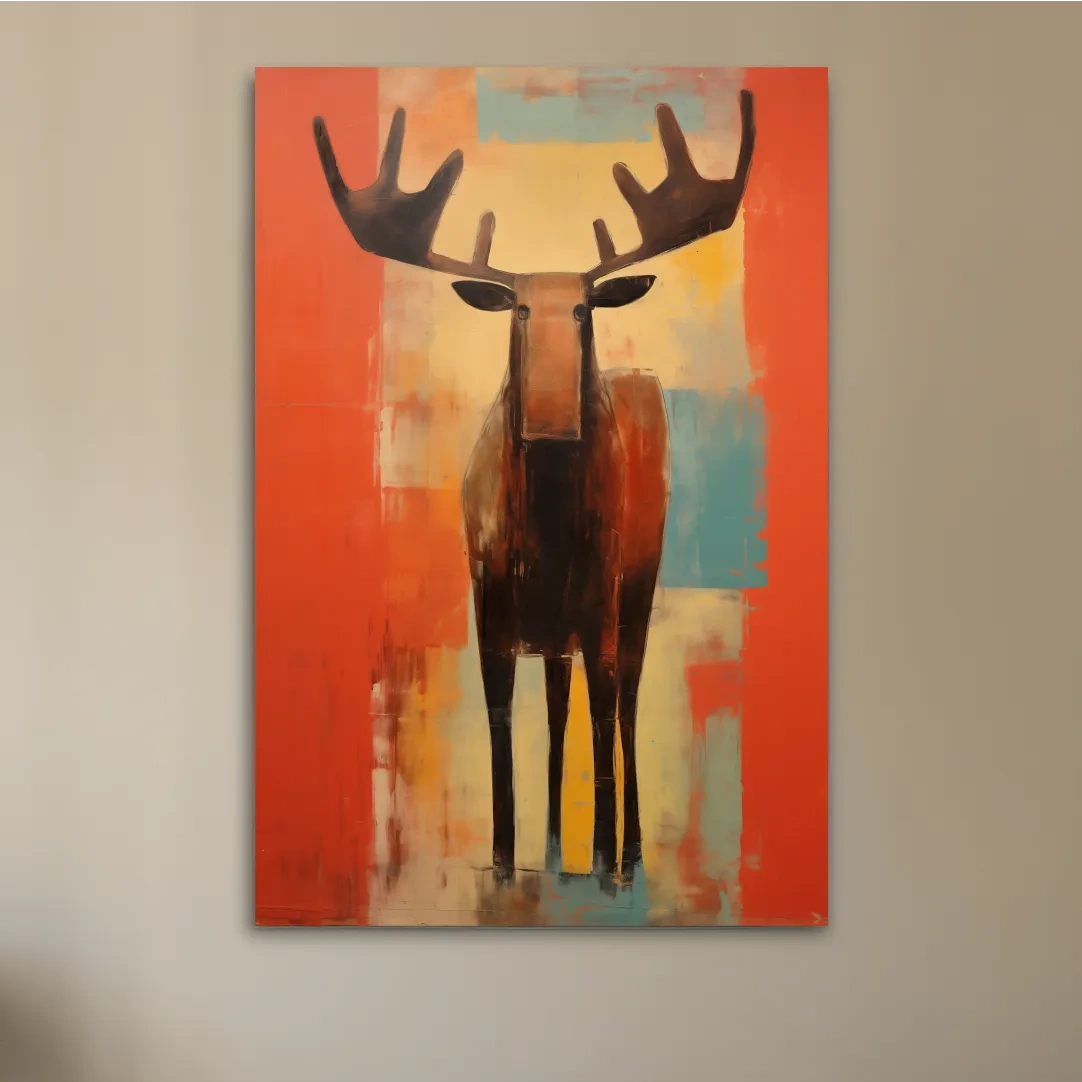 Expressionist style painting of a moose, abstract artwork
