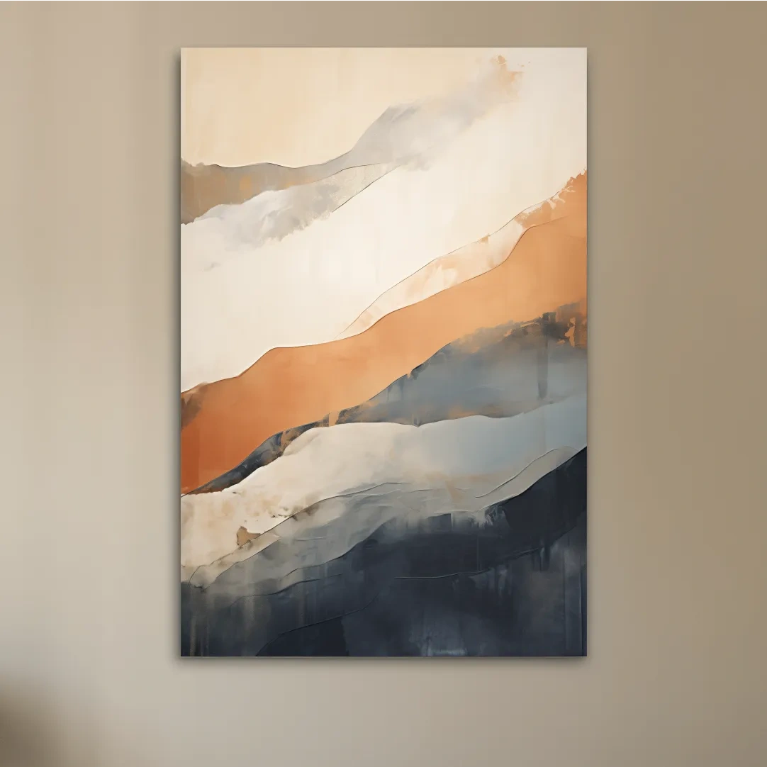Minimalist Abstract Mountain Layers Painting - Modern Watercolor Landscape Wall Art