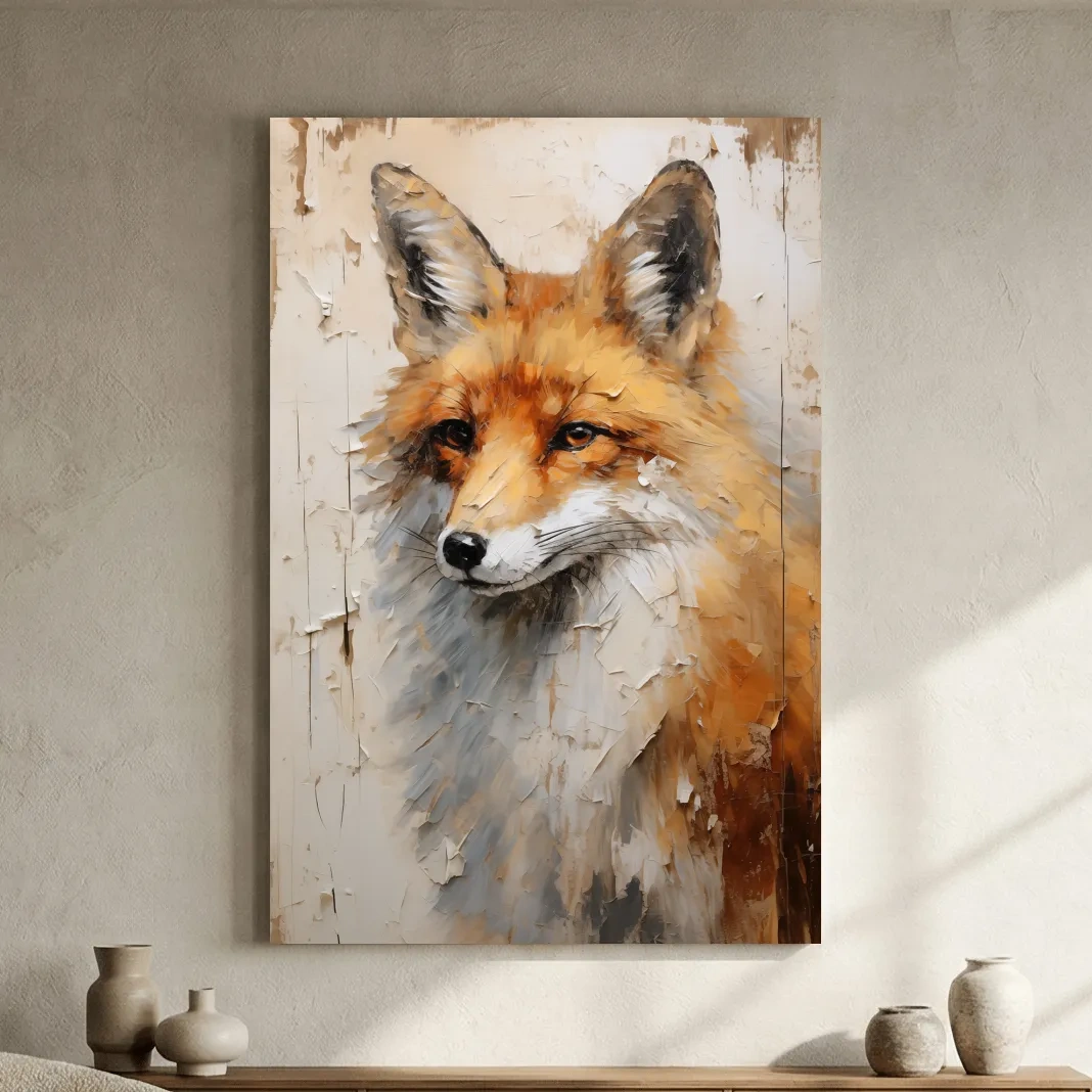 Fox Portrait Painting - Rustic Wildlife Wall Art Print