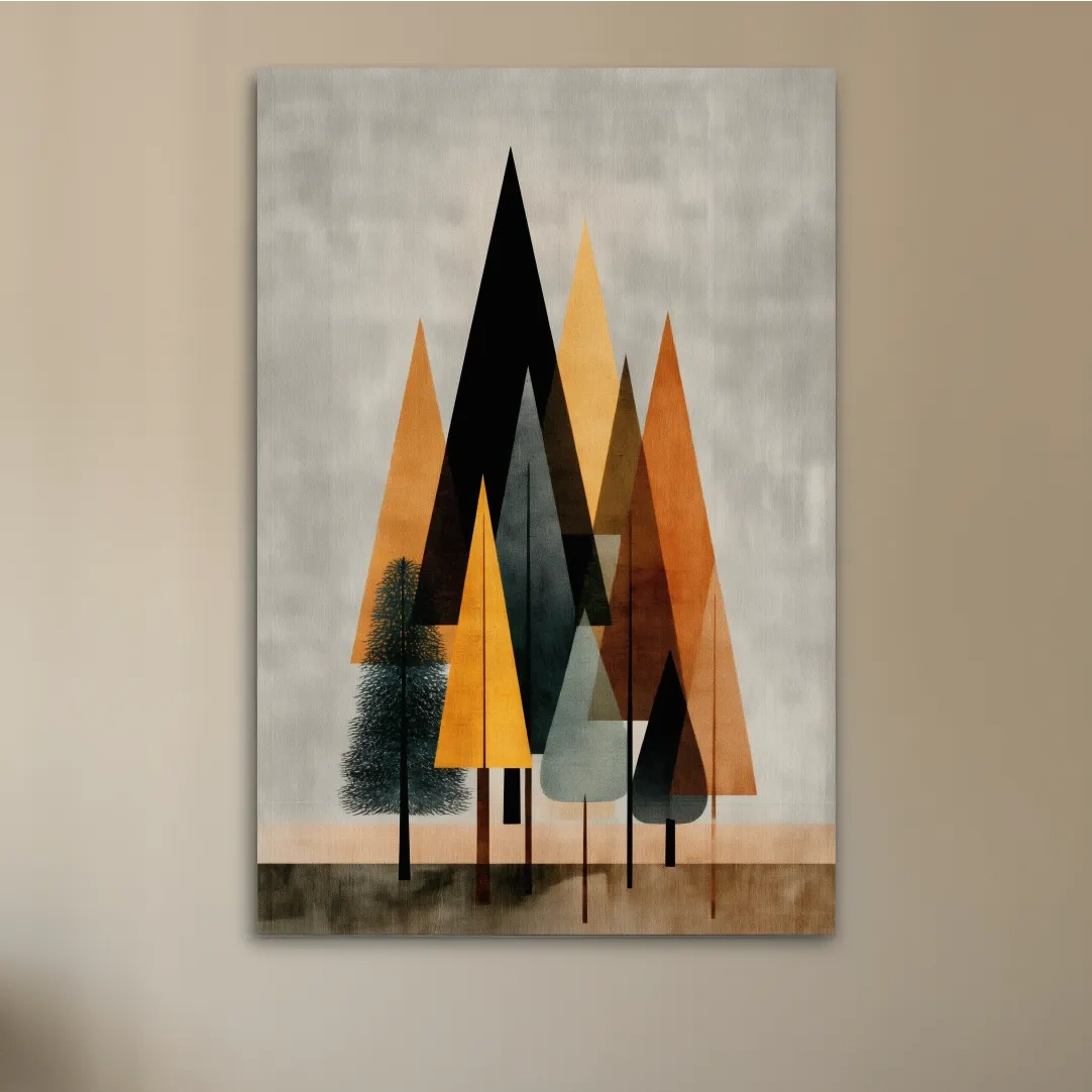 Minimalist Geometric Pine Tree Forest - Mid Century Modern Scandinavian Wall Art
