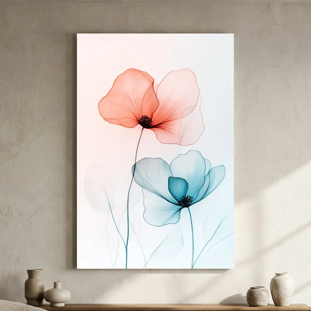 Minimalist Poppy Watercolor Print - Modern Botanical Floral Wall Art