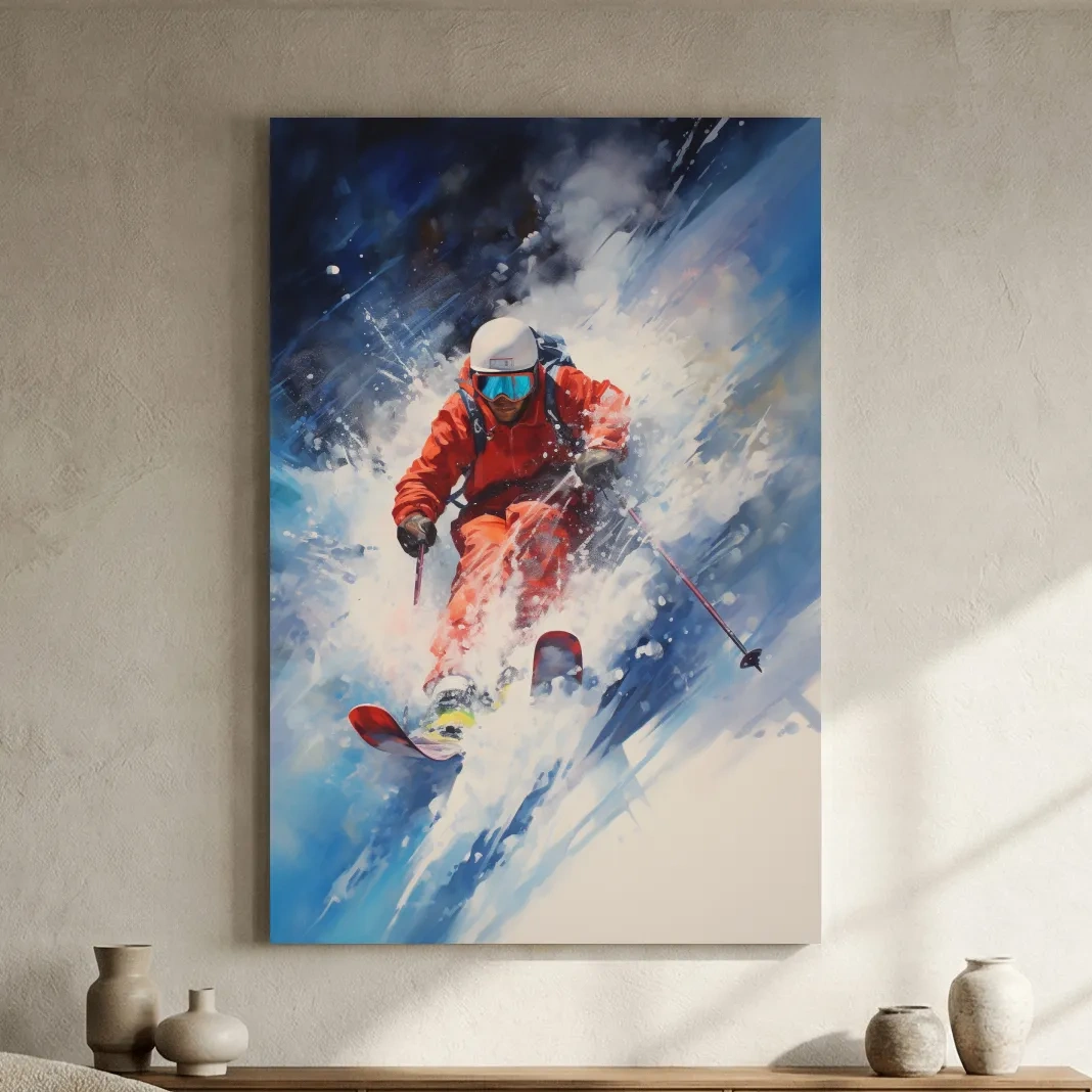 Powder Skier Dynamic Painting - Winter Sports Wall Art