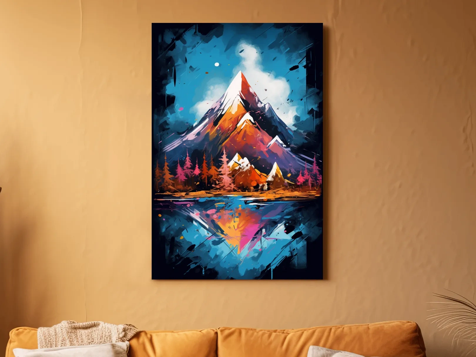 Abstract dynamic mountain painting