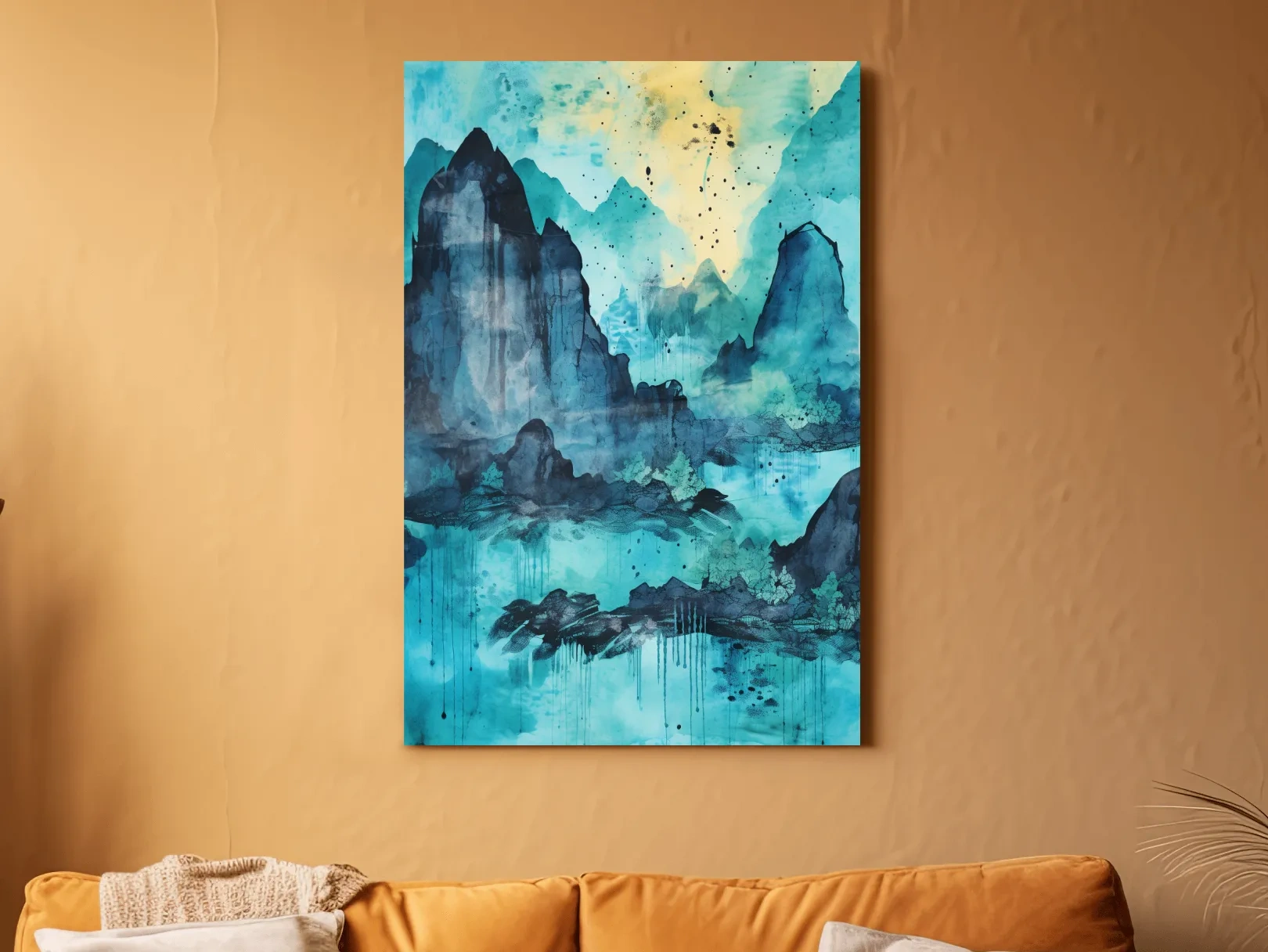 Abstract Mountain Lake Watercolor - Landscape Wall Art