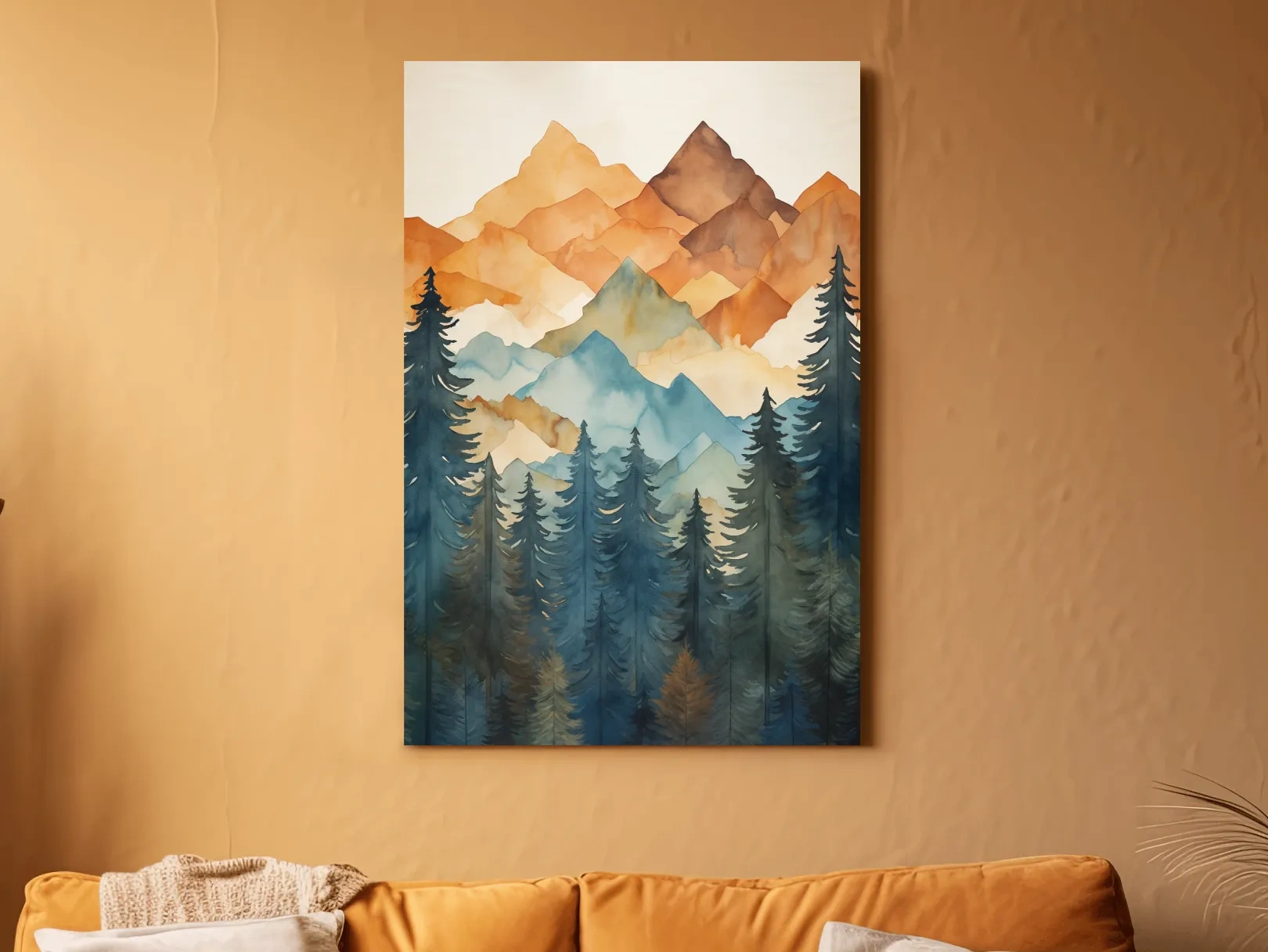 Alpine Mountains Pine Forest Watercolor - Nature Landscape Wall Art