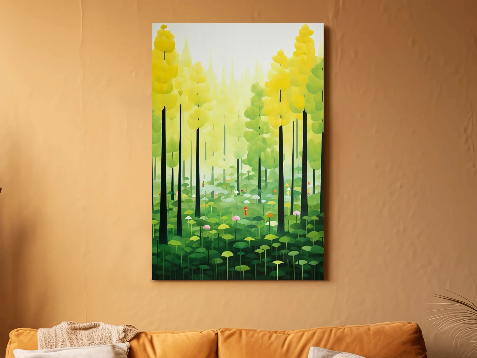 Whimsical Colorful Forest Painting - Surreal Botanical Wall Art