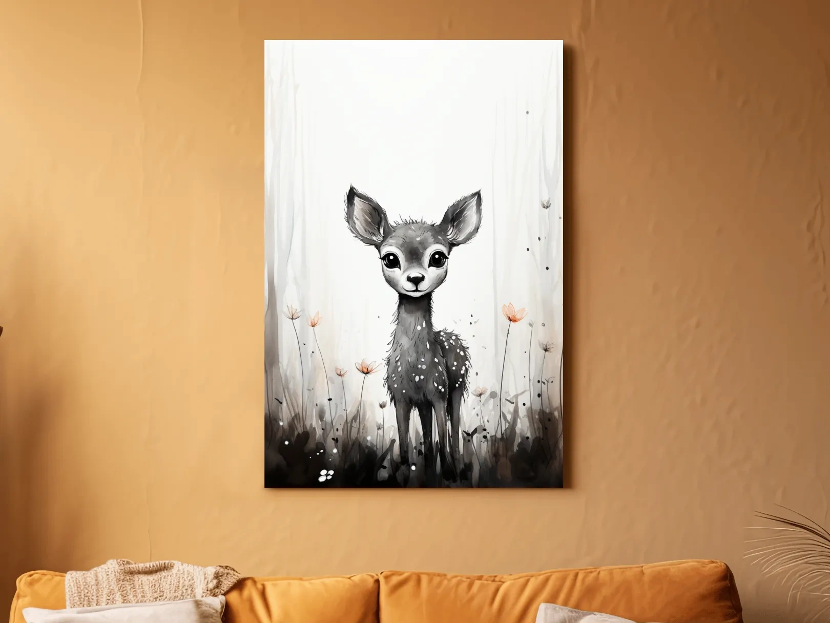 Cute baby deer, simple watercolor illustration drawing art