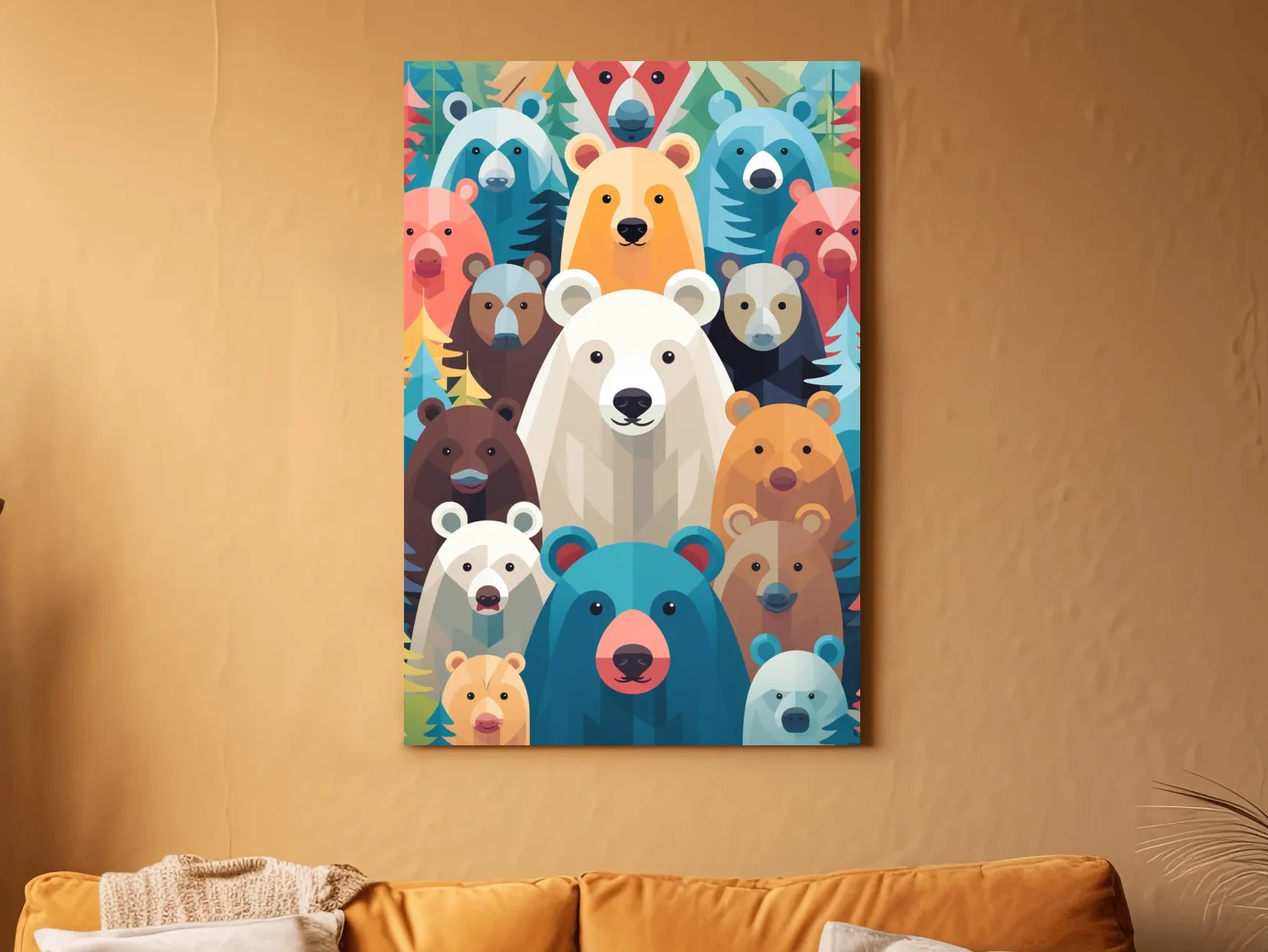 Colorful Bear Family Collage - Childrens Nursery Wildlife Wall Art