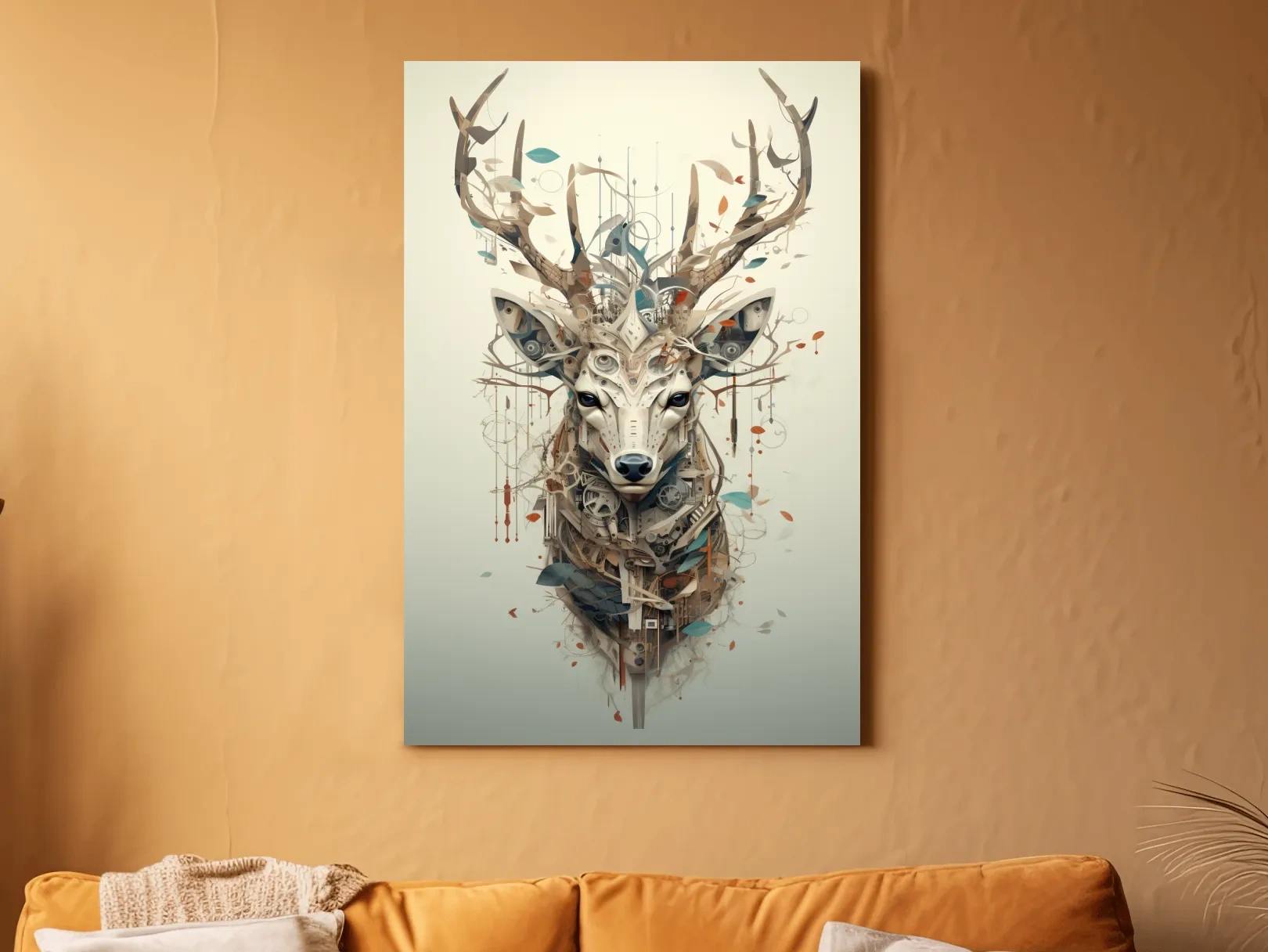 MC Escher style deer head collage art