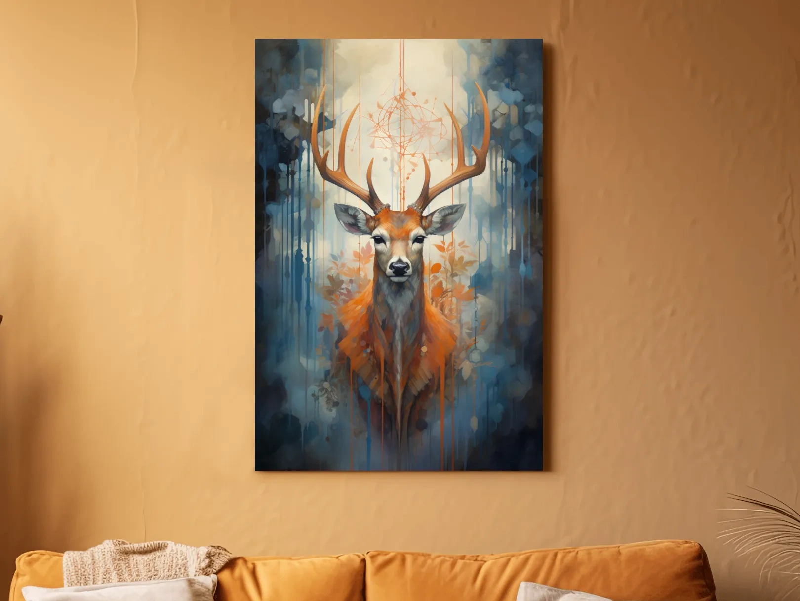 Majestic Stag Portrait - Abstract Wildlife Painting Wall Art