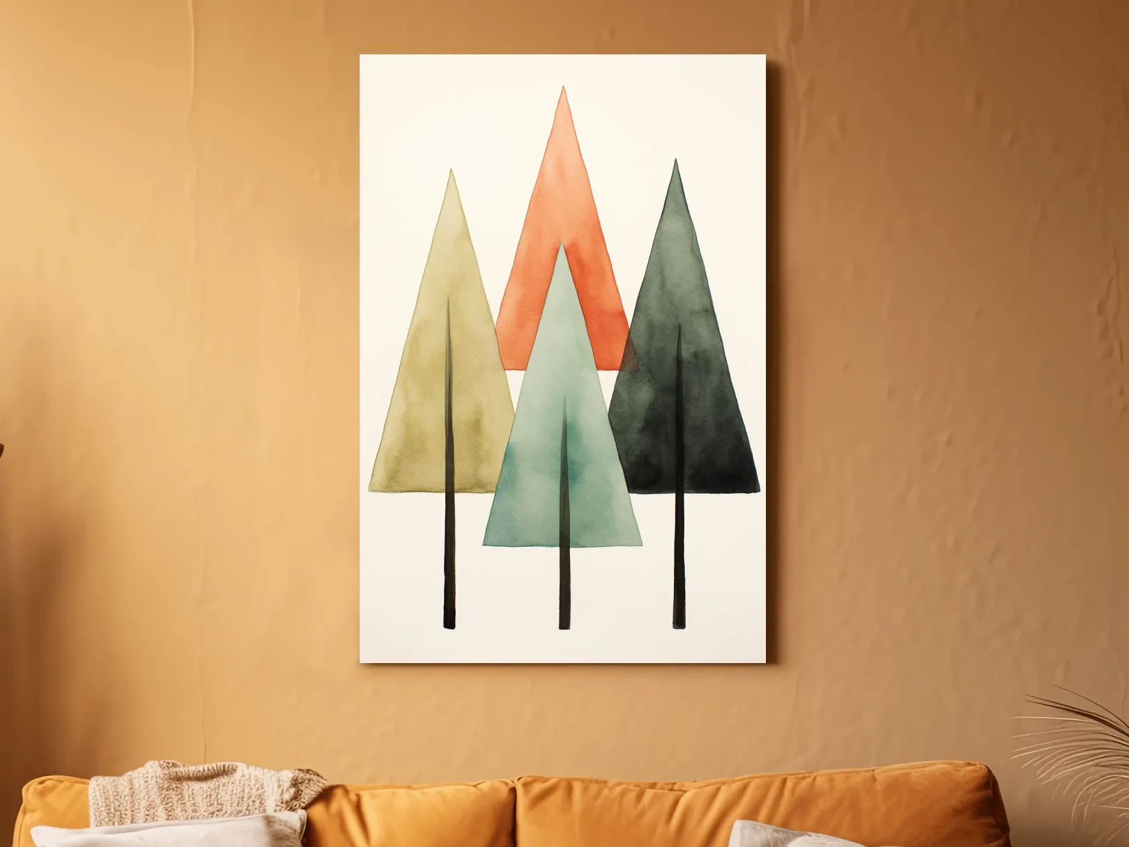 Minimalist Watercolor Pine Tree Trio - Scandinavian Forest Wall Art