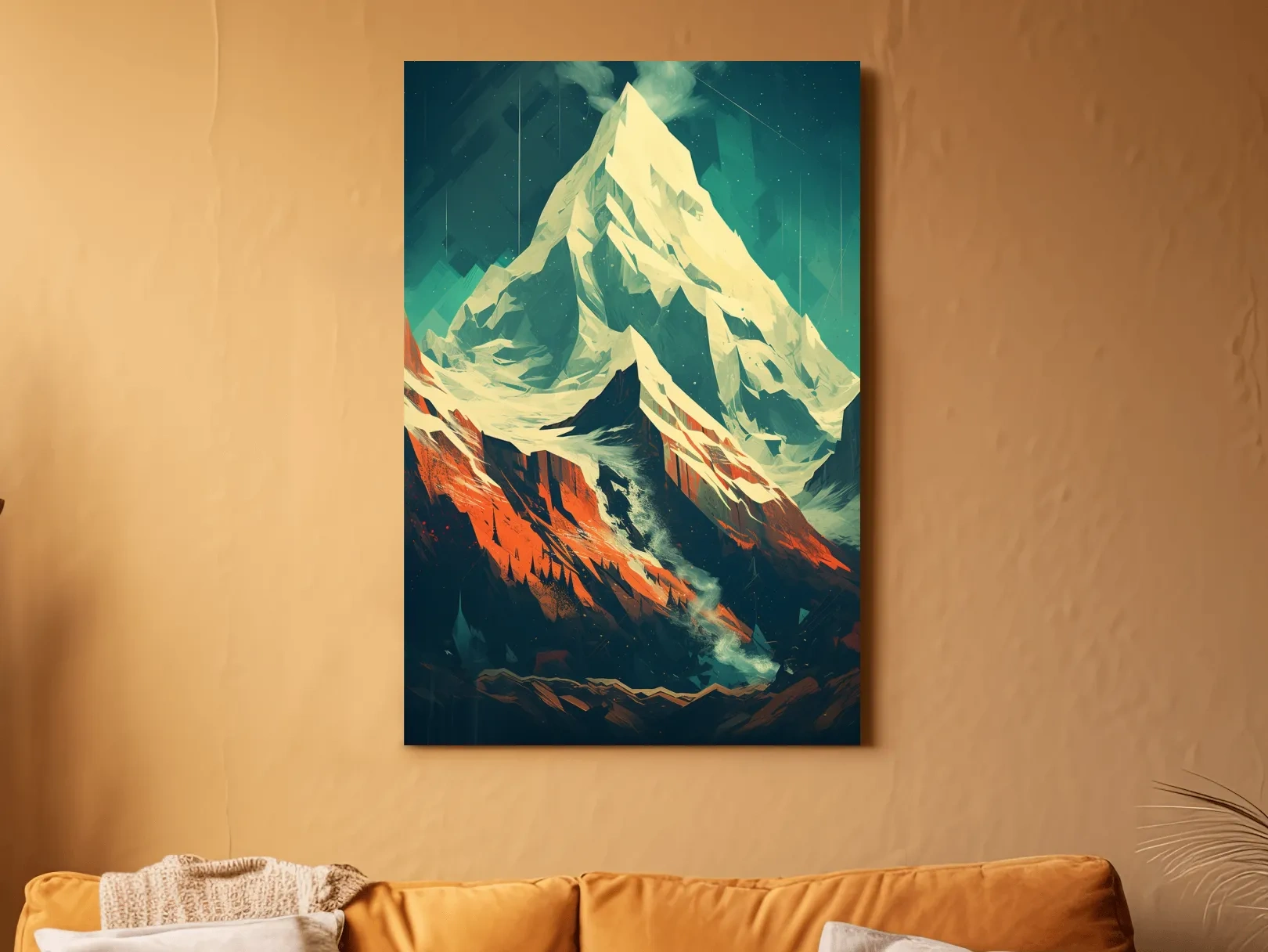 Retro Geometric Glacier Mountain Peak Artwork - Alpine Landscape Wall Art