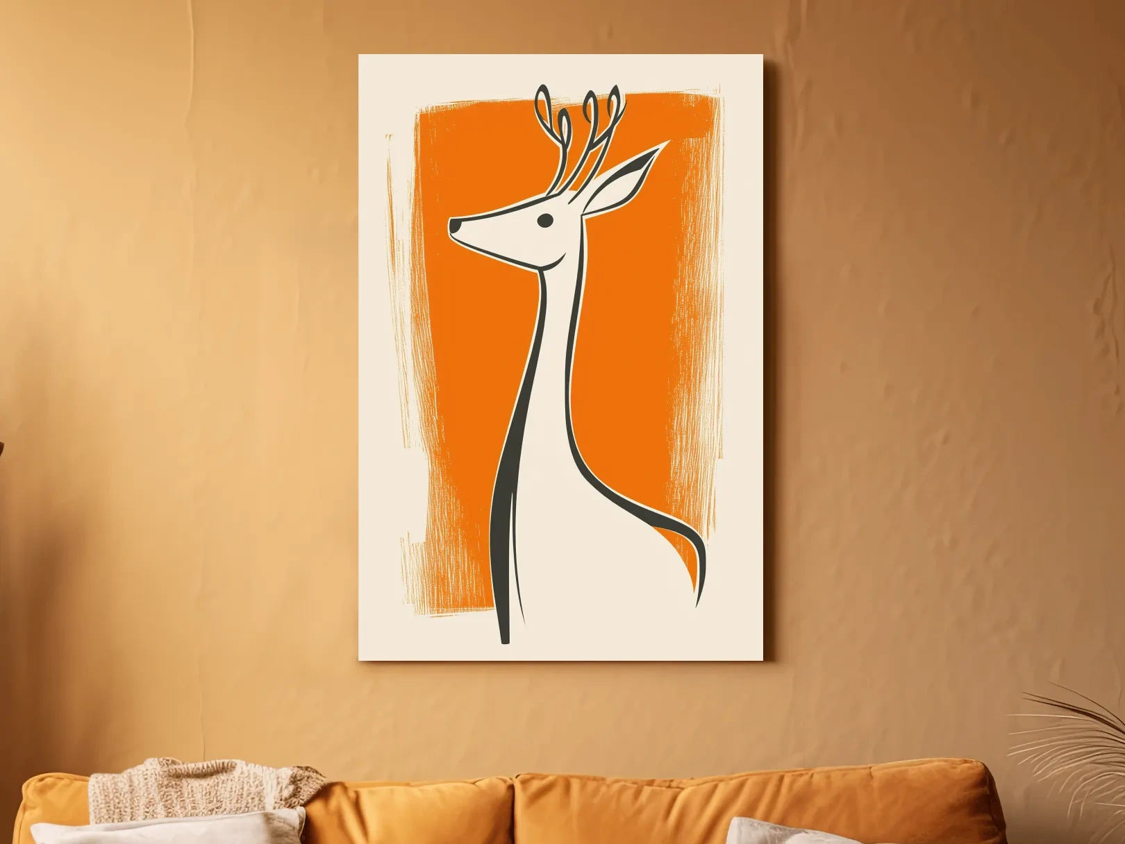 Minimalist Deer Caricature Illustration - Modern Wildlife Wall Art