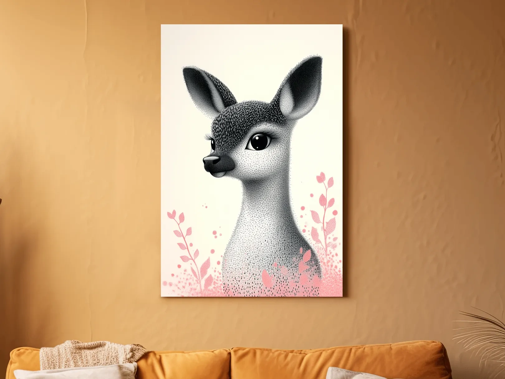 Cute Baby Deer Portrait Illustration - Childrens Nursery Animal Wall Art