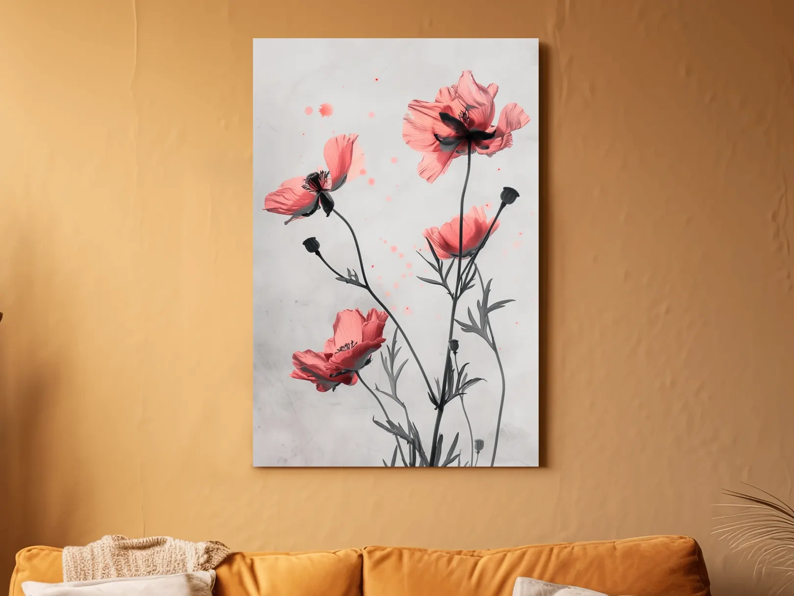 Poppy Flowers Watercolor Illustration - Minimalist Botanical Wall Art