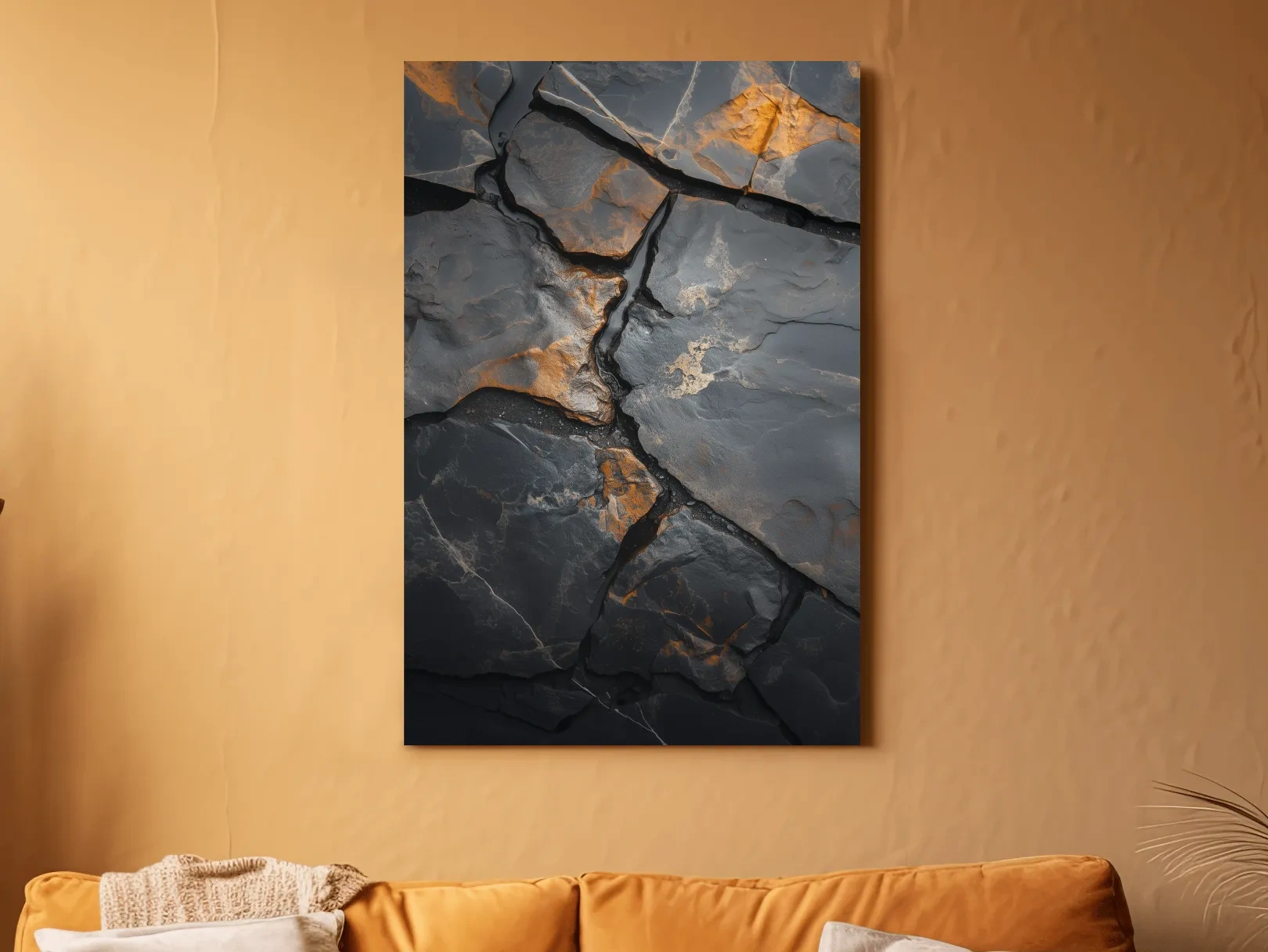 Charcoal Slate Stone Texture Organic Artwork - Modern Abstract Geology Wall Art