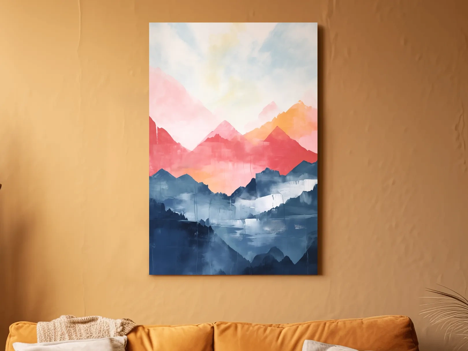 Colorful Abstract Mountain Sunrise Watercolor - Vibrant Pastel Landscape Wall Art