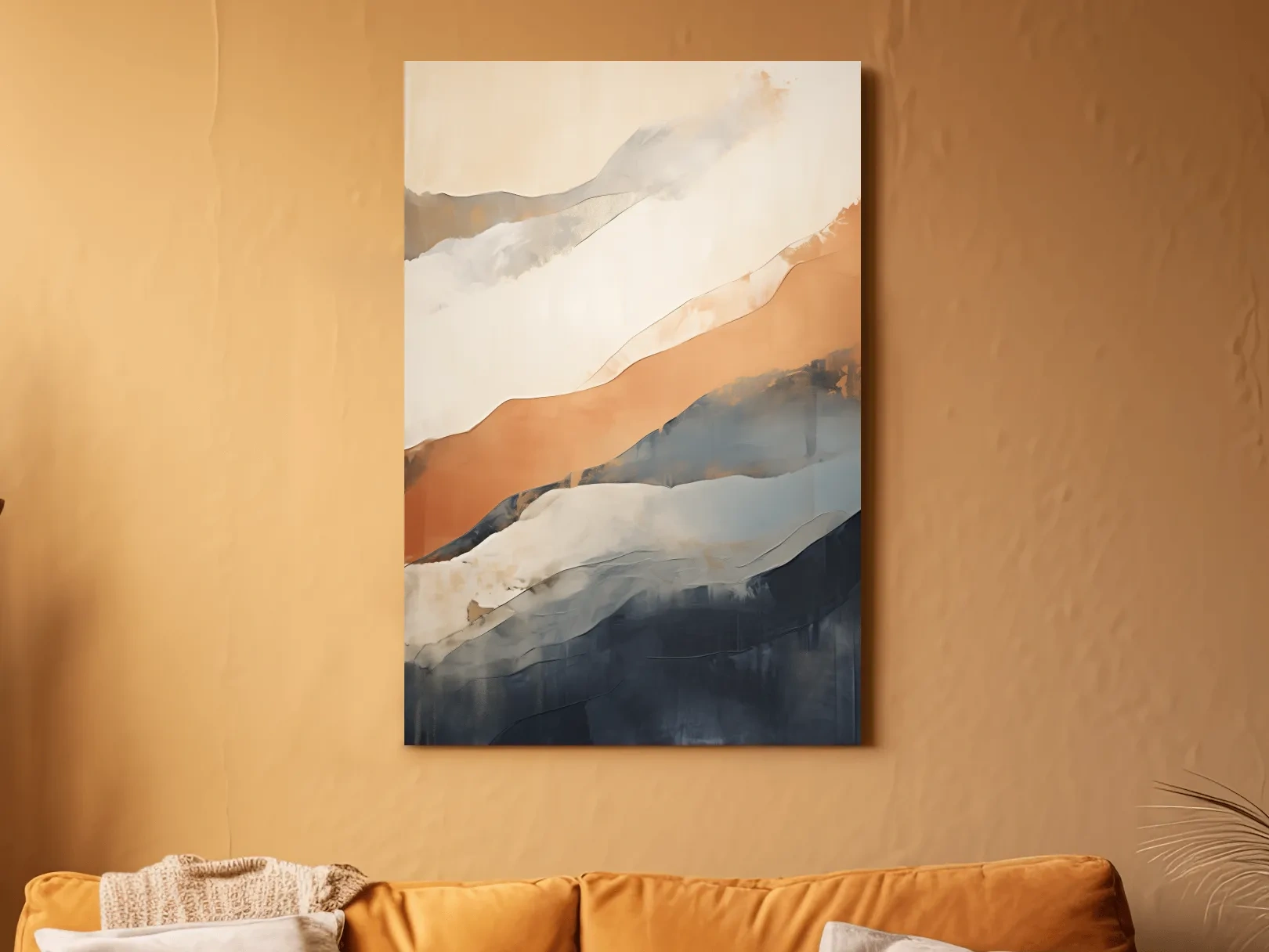 Minimalist Abstract Mountain Layers Painting - Modern Watercolor Landscape Wall Art