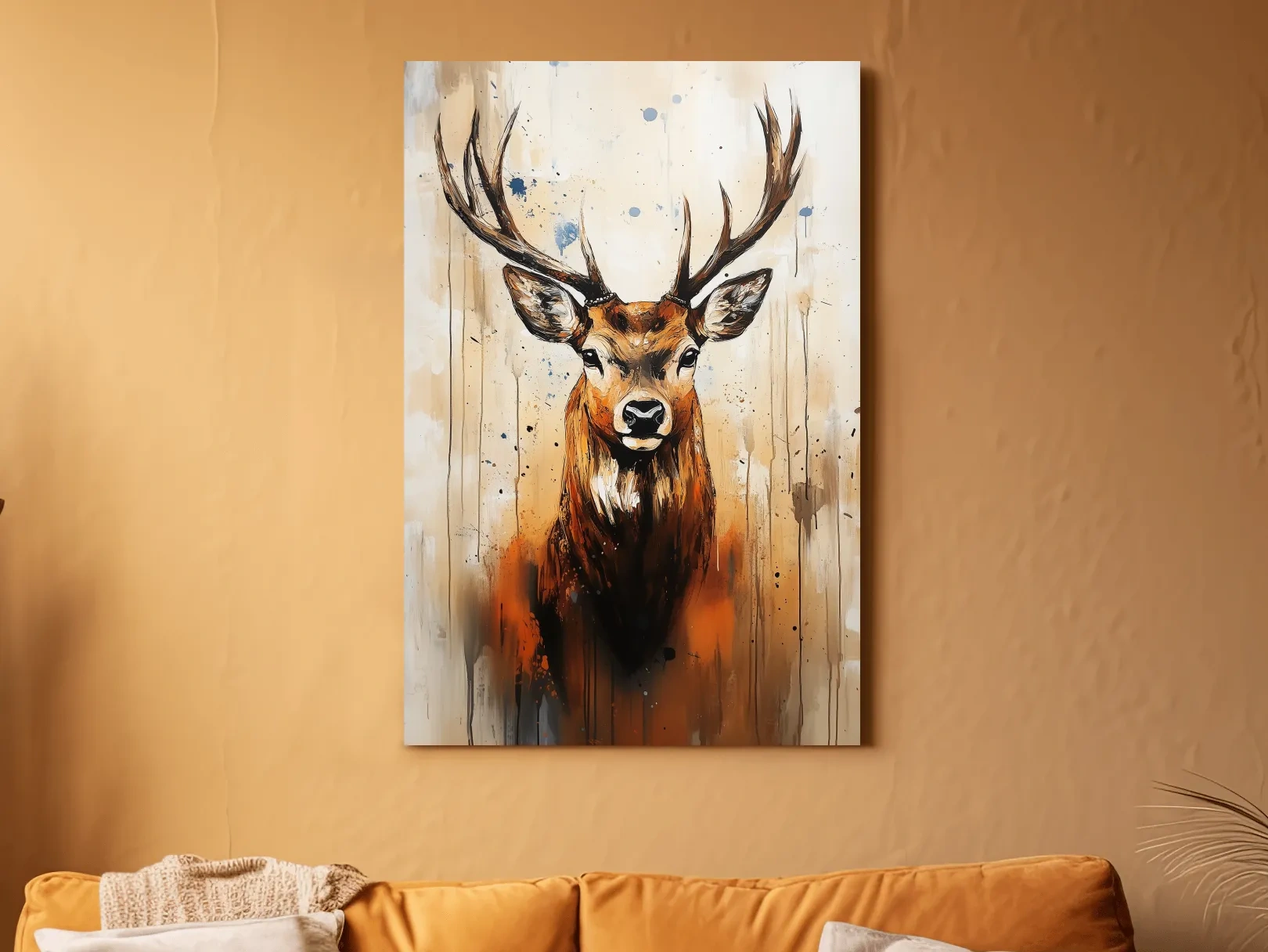 Impasto Style Deer Stag Portrait - Rustic Wildlife Wall Art
