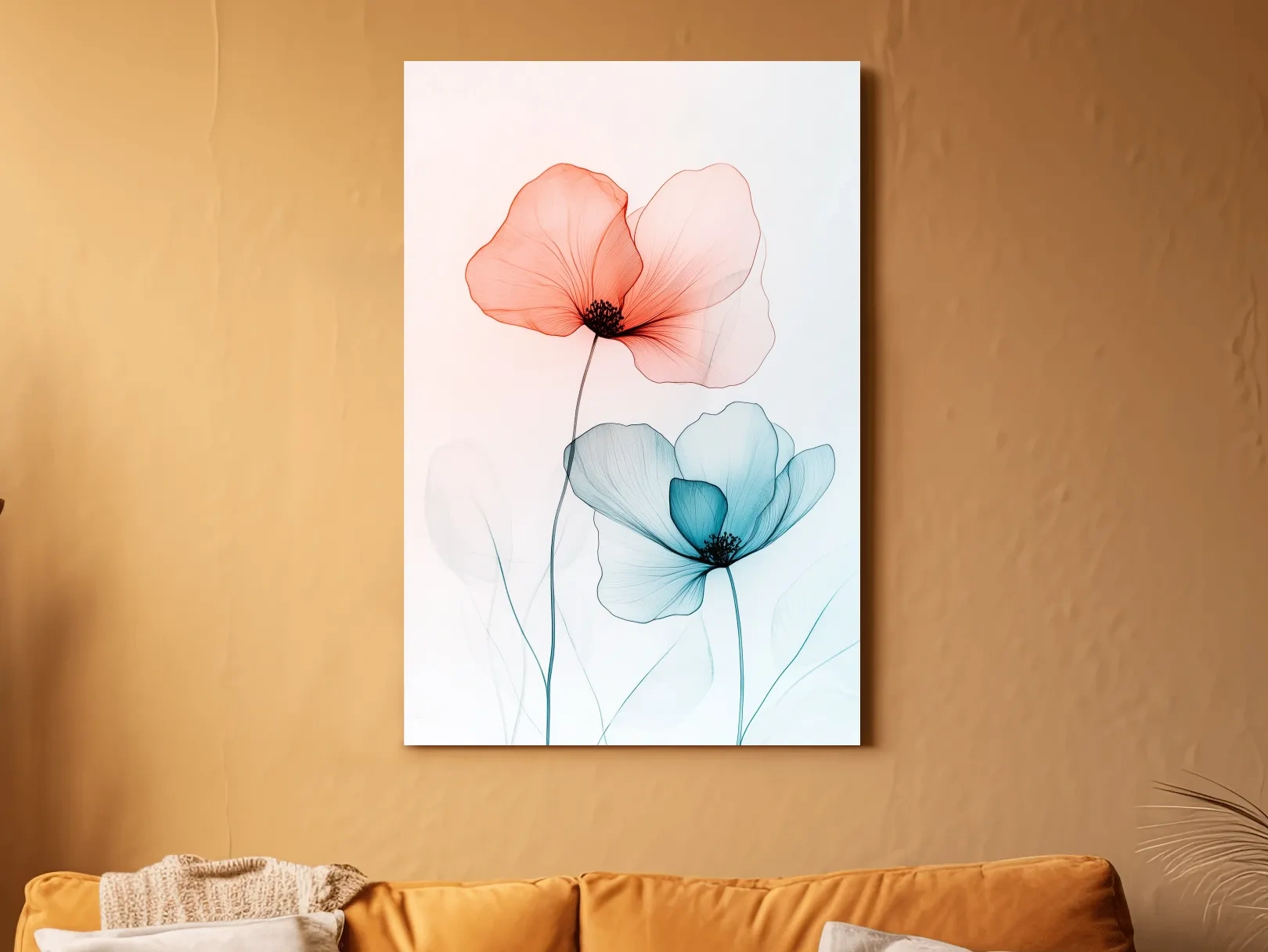 Minimalist Poppy Watercolor Print - Modern Botanical Floral Wall Art