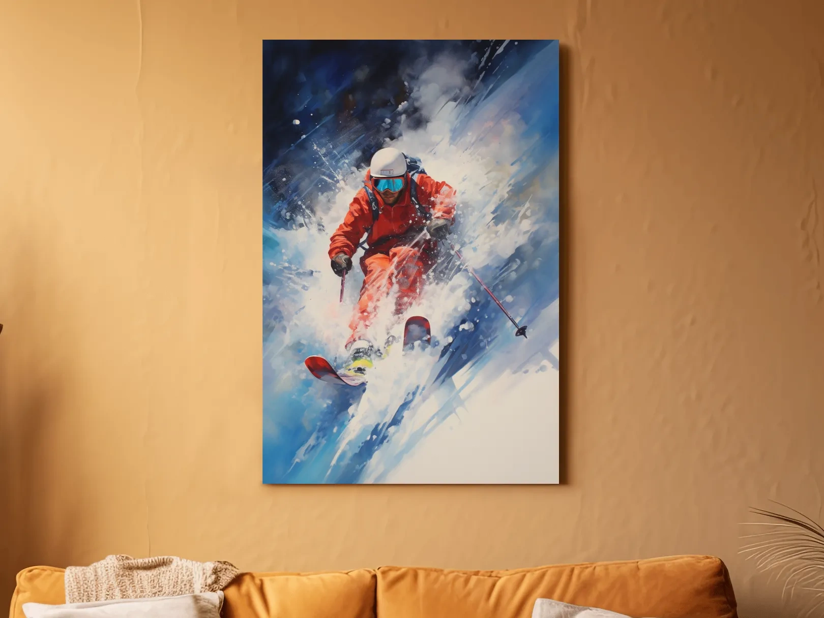 Powder Skier Dynamic Painting - Winter Sports Wall Art