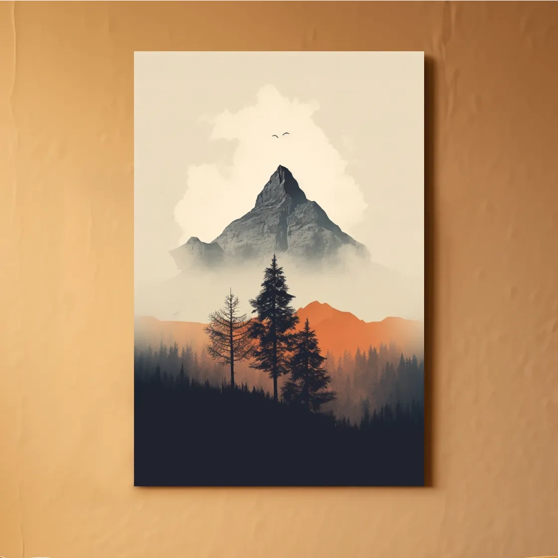 Minimal rustic mountain art