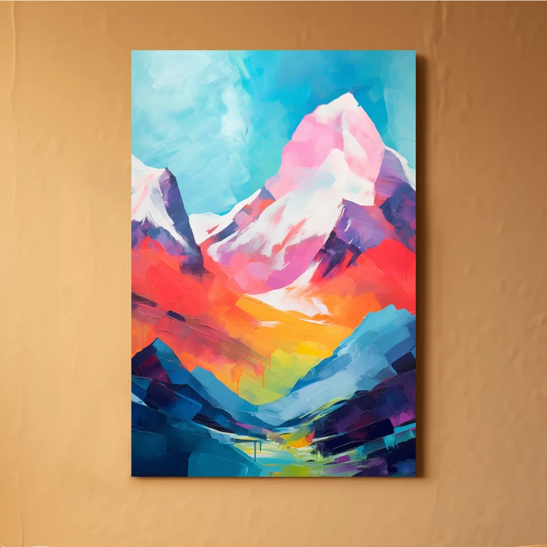 Colourful abstract mountain painting