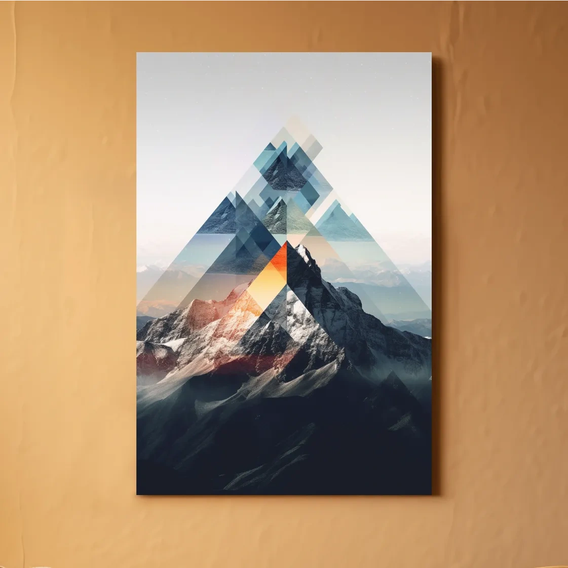Geometric Abstract Mountain Peak Collage - Minimalist Landscape Artwork
