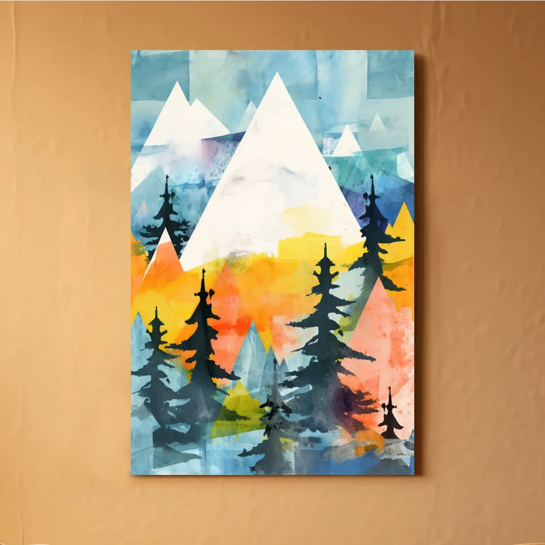 Simple rustic painting of the mountains