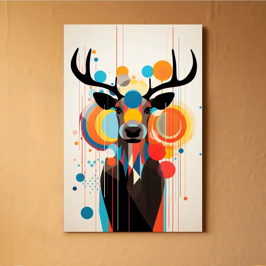 Abstract deer illustration, mid century style art