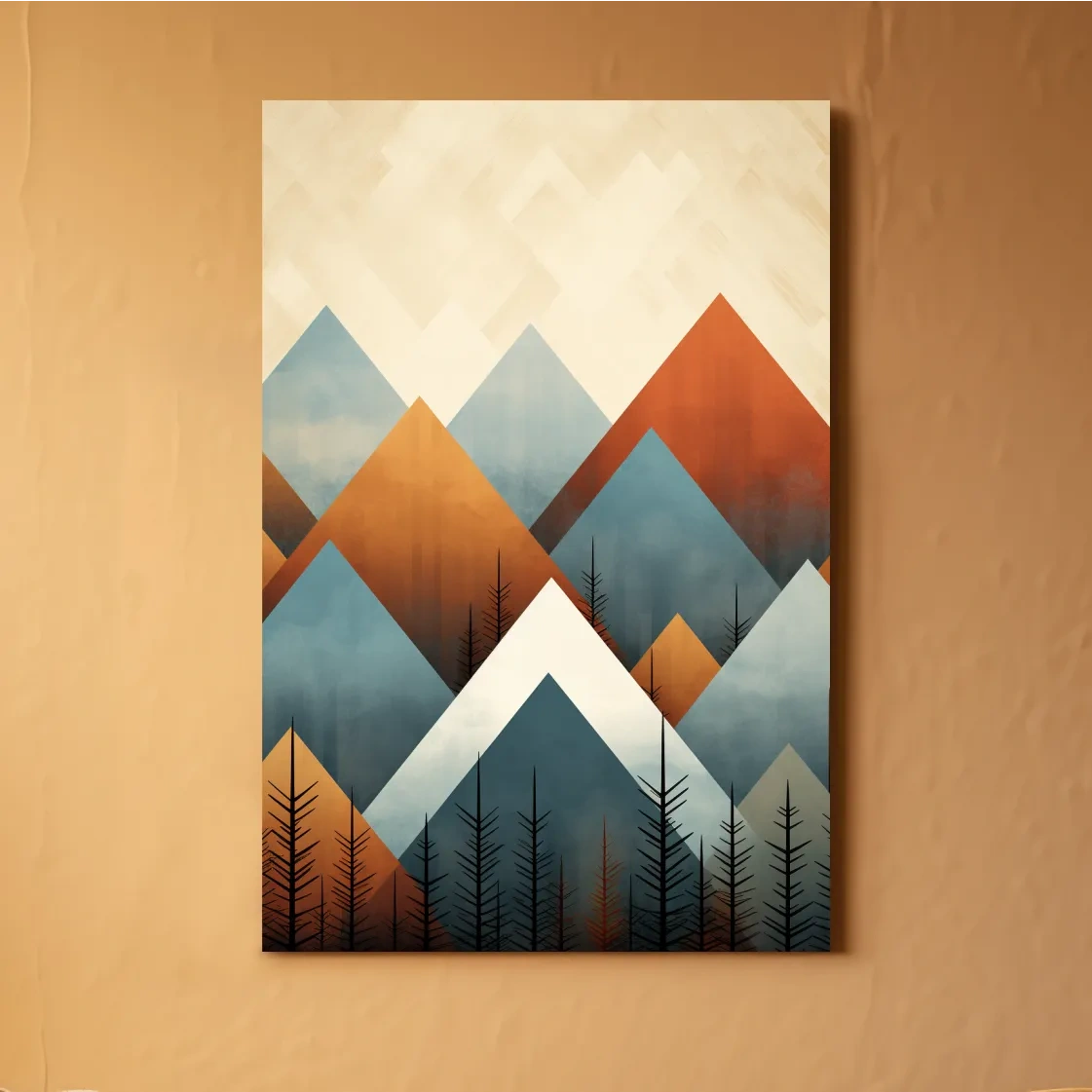 Geometric triangular mountain patterns - mid century style art