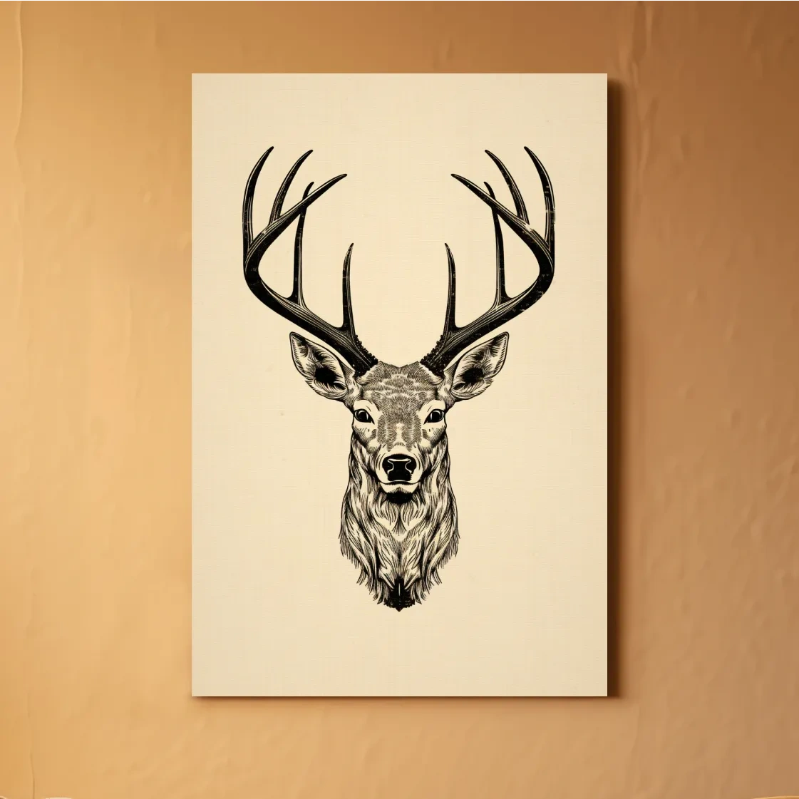Sepia tone tattoo style illustration of a deers head