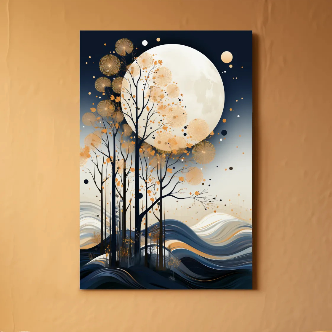 Elegant illustration of a forest under the night sky
