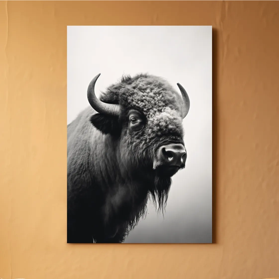 Black And White Bison Portrait - Wildlife Photography Wall Art