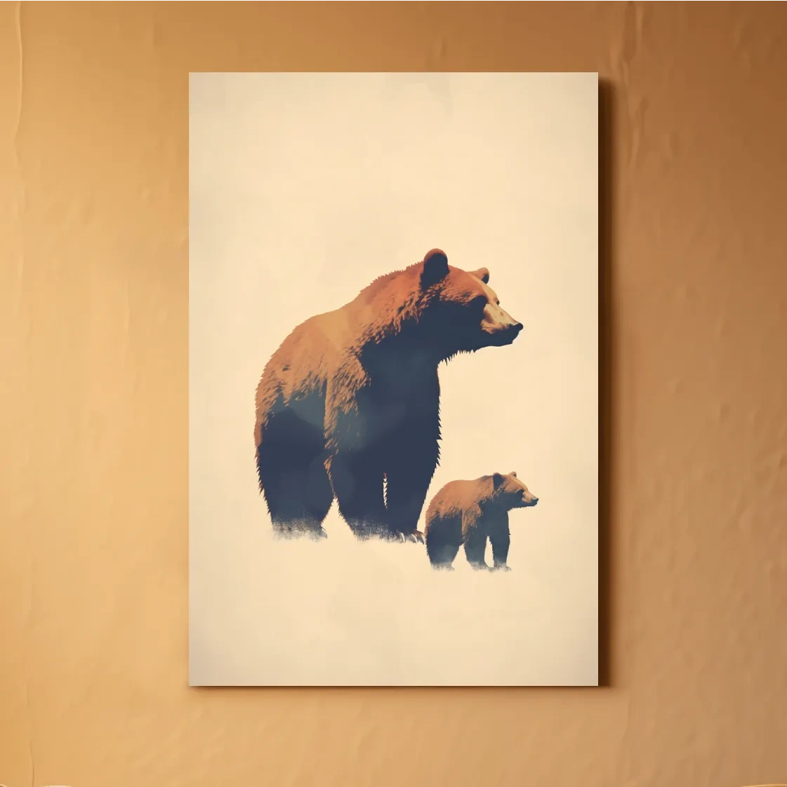 Minimal illustration of a momma bear and her cub