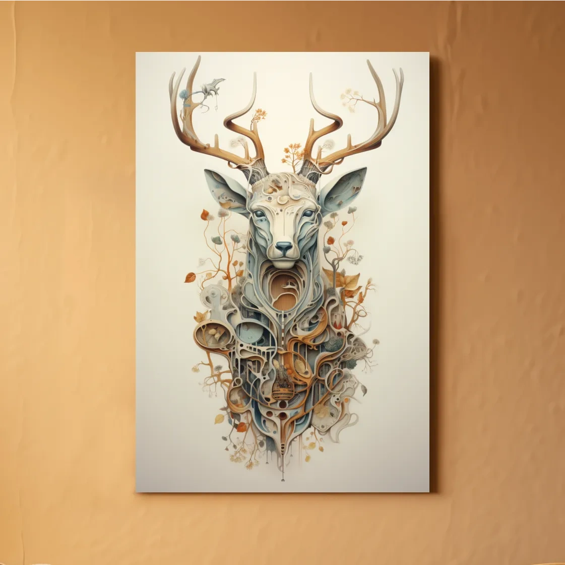 Trippy ornate floral deer head art