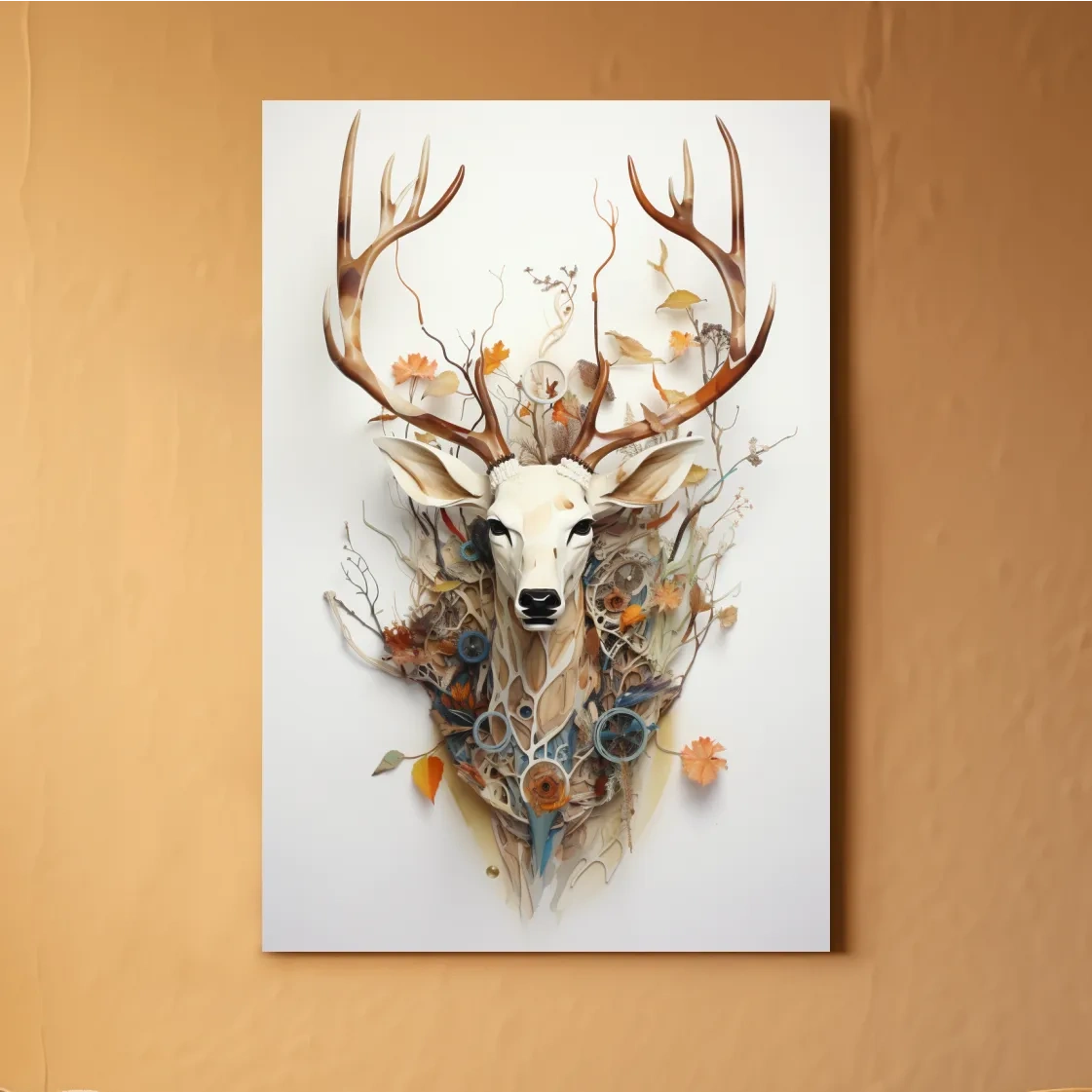 Ornate floral deer head collage style art