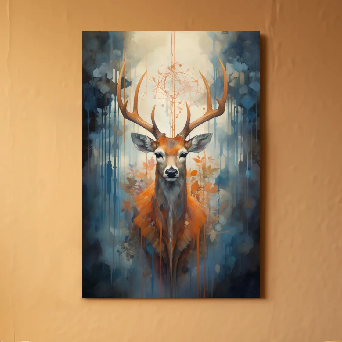 Abstract painting of a majestic deer head