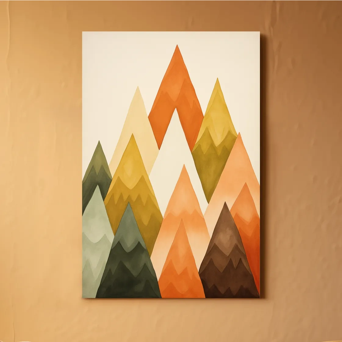Bohemian mountain art, geometric rustic triangles