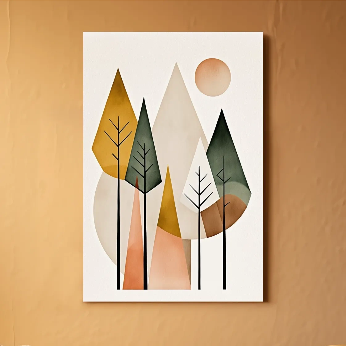 Bohemian mountains and trees, rustic art print
