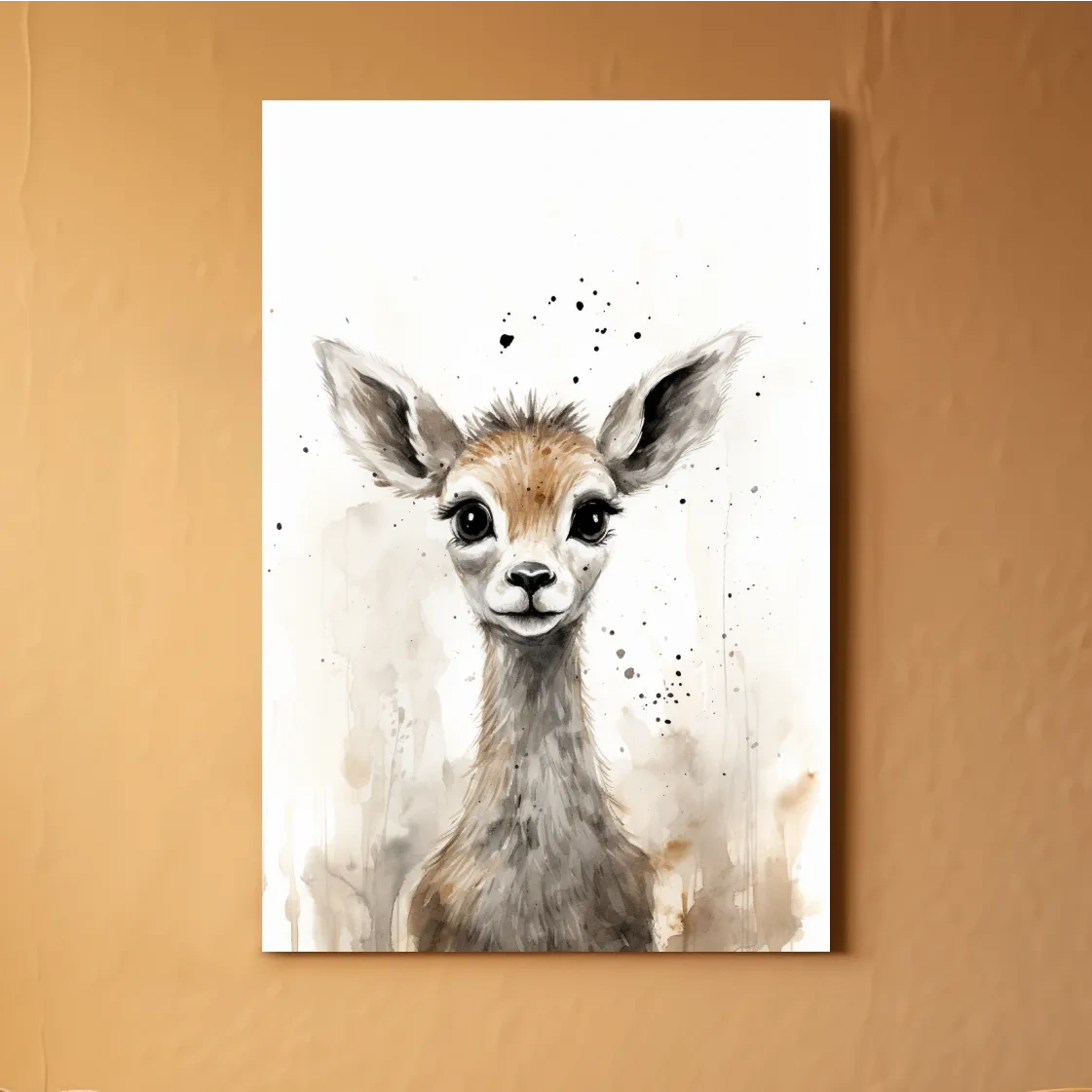 Watercolour illustration of a deer fawn